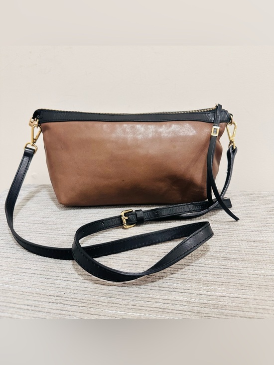 Innue Handbags - Innue Made in Italy Two-Tone Brown & Black Genuine Leather Crossbody Bag Purse